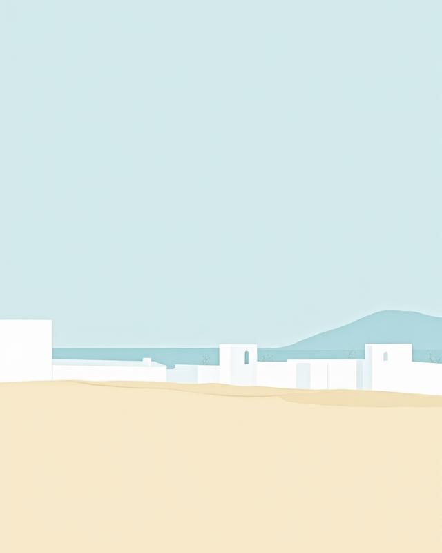 Modern acrylic landscape with sharp horizon lines