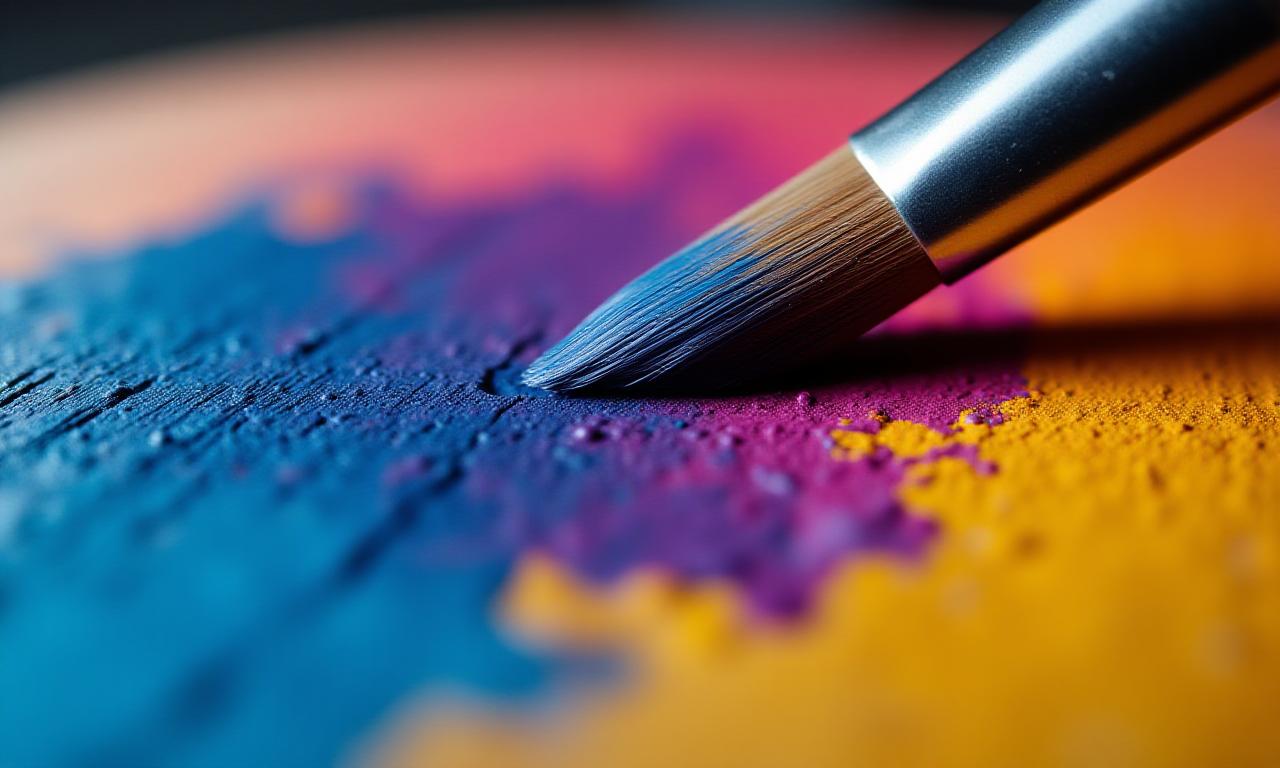 Close up of vibrant acrylic paint on canvas