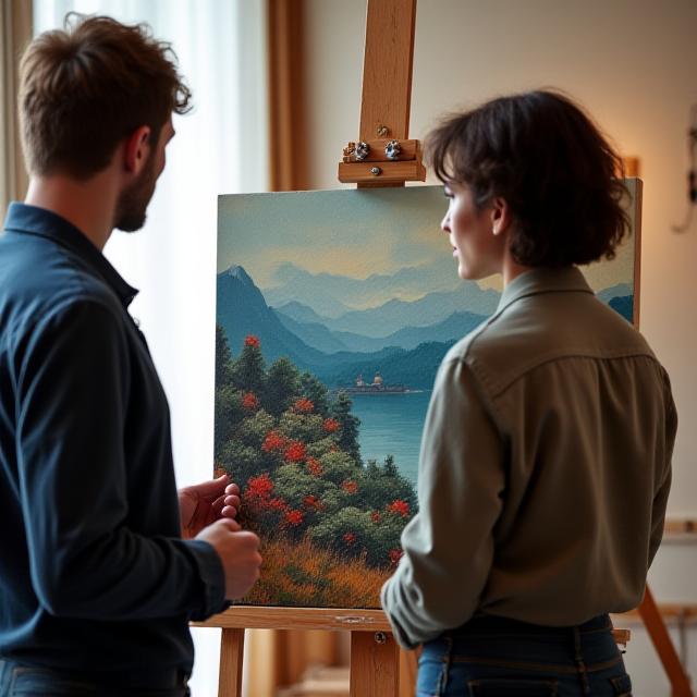 One on one painting instruction in a sunlit studio