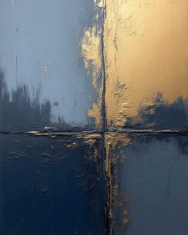 Advanced heavy body acrylic abstract with gold leaf