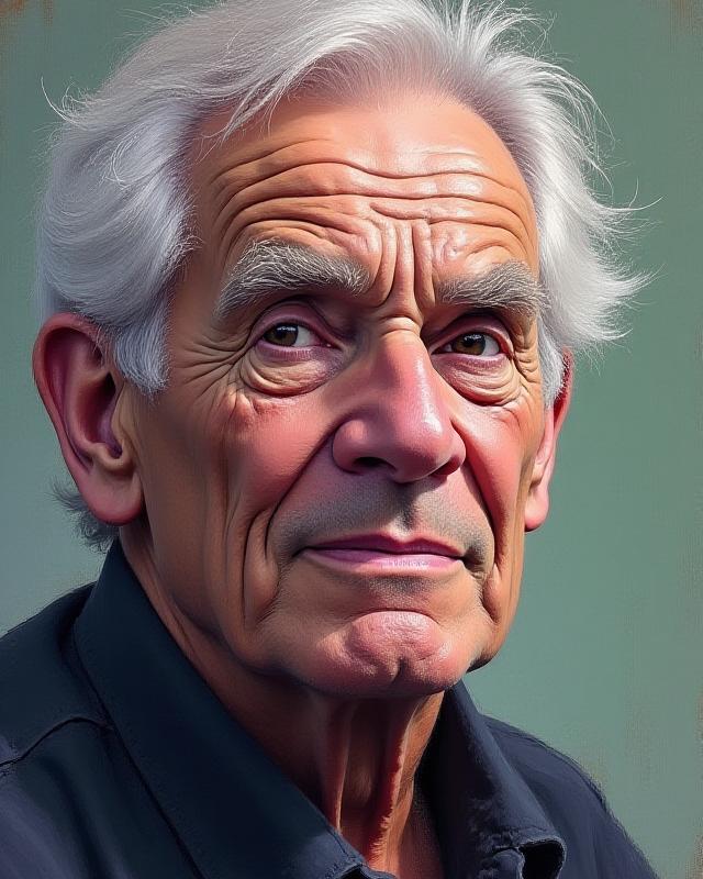 Detailed acrylic portrait with expressive brushwork