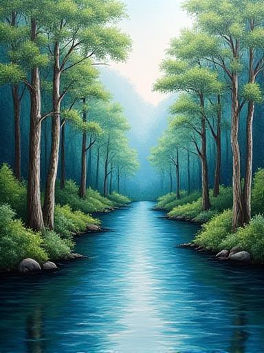 Vibrant acrylic landscape painting